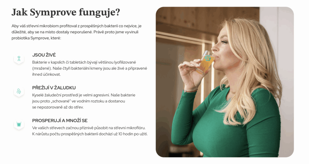 Na oficiálním webu Symprove je spousta informací o fungování jejich probiotik.